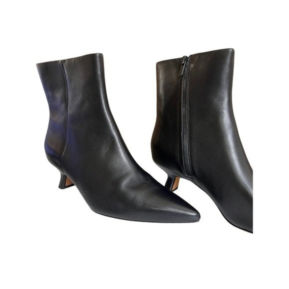 Vince Billy Black Leather Pointed Toe Kitten Heel Boots Women EU 40.5 US 9.5 - Picture 3 of 7